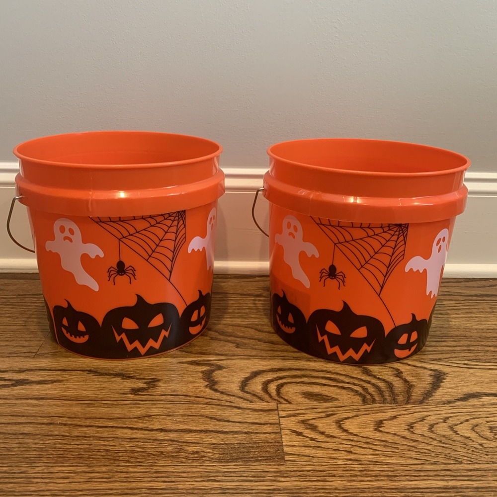 Halloween Ghost Pumpkin Spider Home Depot Trick or Treat TikTok Bucket SET OF 2